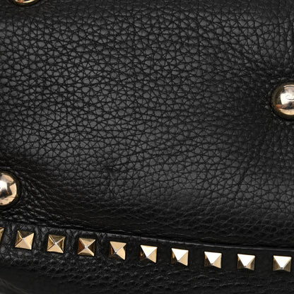Valentino Garavani Pebbled Calfskin Medium Rockstud Tote Black 11 of 13