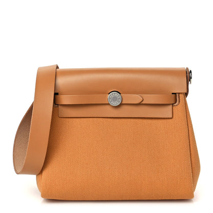 Hermes Military Toile Vache Hunter Herbag Zip Retourne 20 Naturel Sable 1 of 16