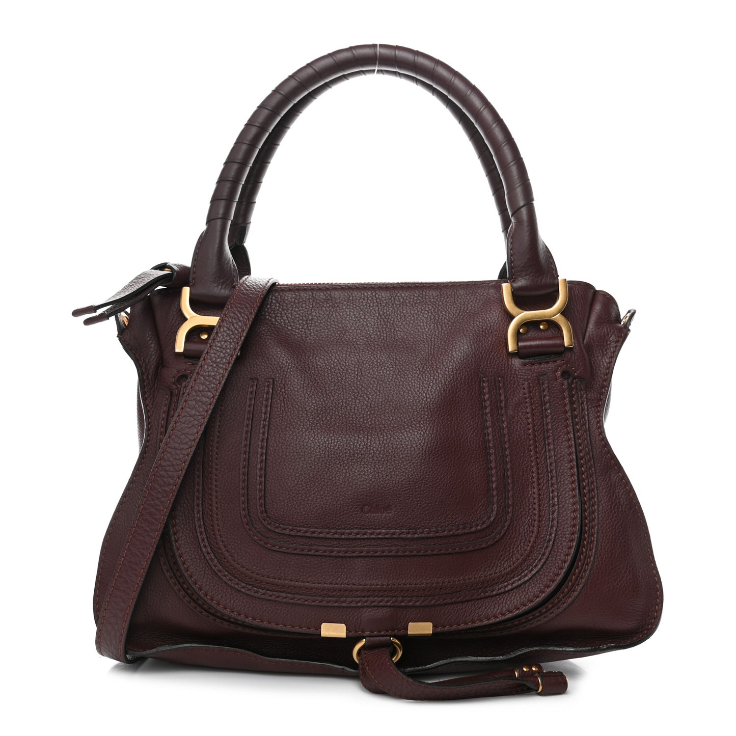 Calfskin Medium Marcie Satchel Burnt Brown