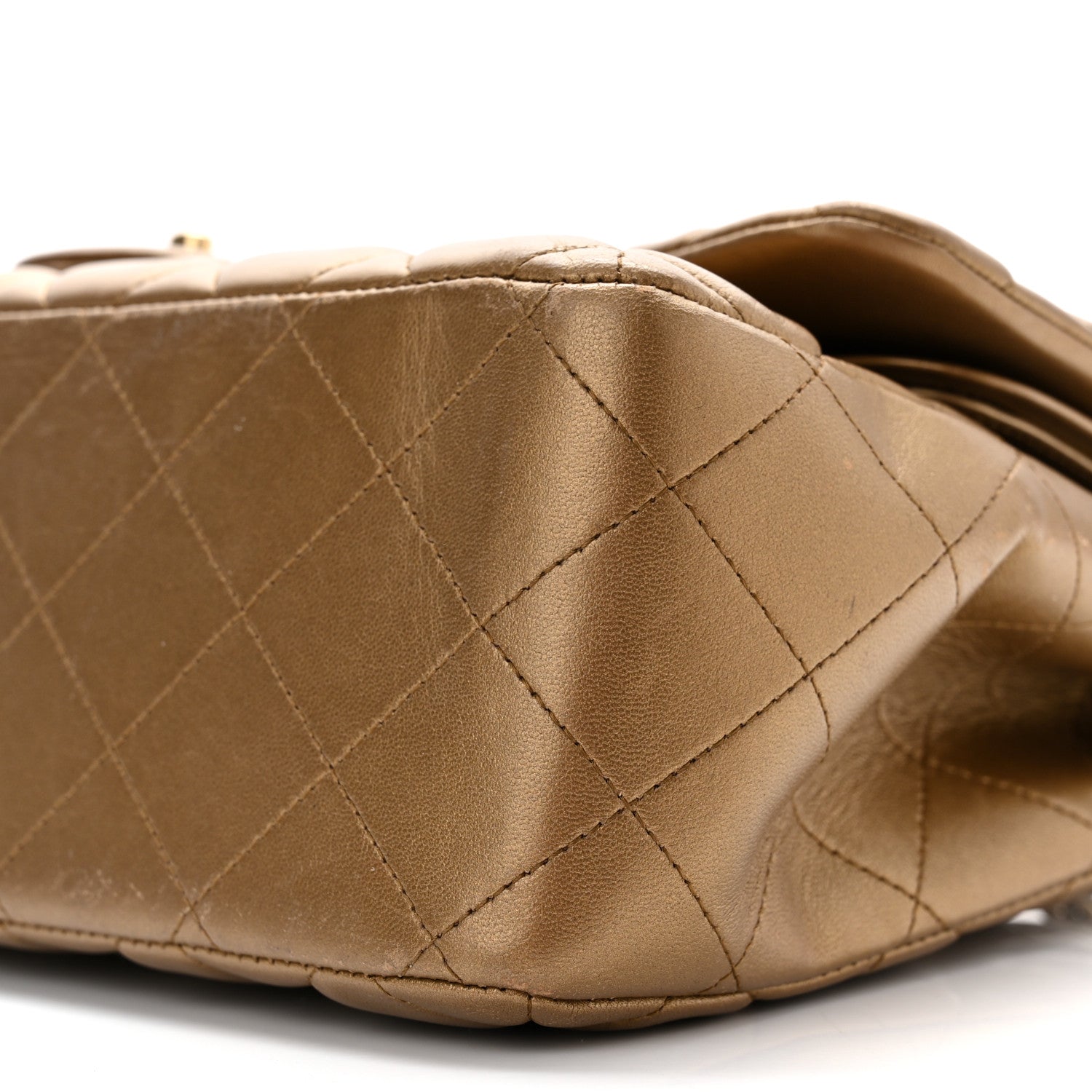 Chanel Metallic Lambskin Quilted Jumbo Double Flap Gold 10 of 10