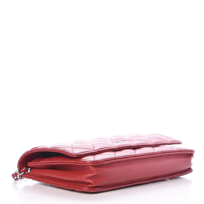 Chanel Lambskin Quilted Wallet On Chain WOC Red 4 of 8