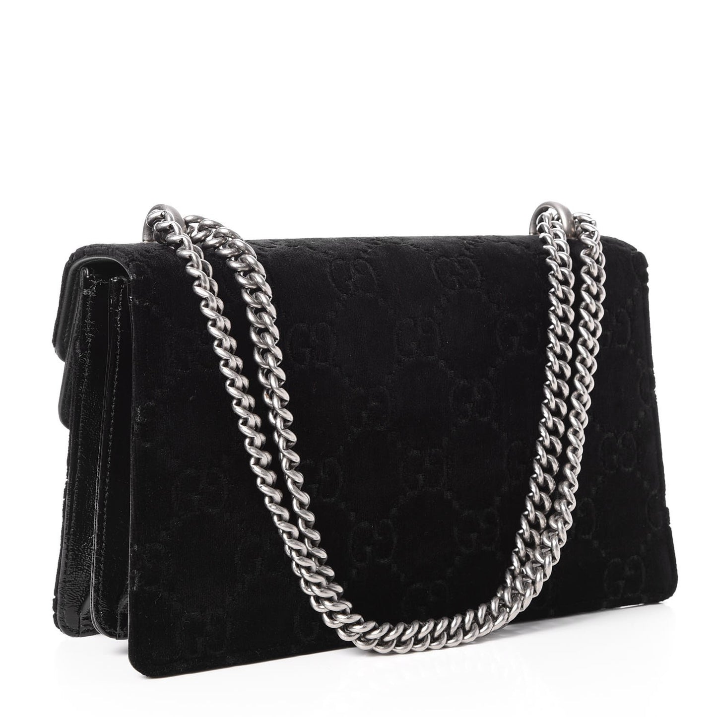 Velvet GG Monogram Small Dionysus Shoulder Bag Black