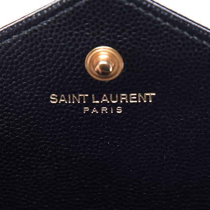 Saint Laurent Grain De Poudre Matelasse Chevron Monogram Chain Wallet Black 6 of 9