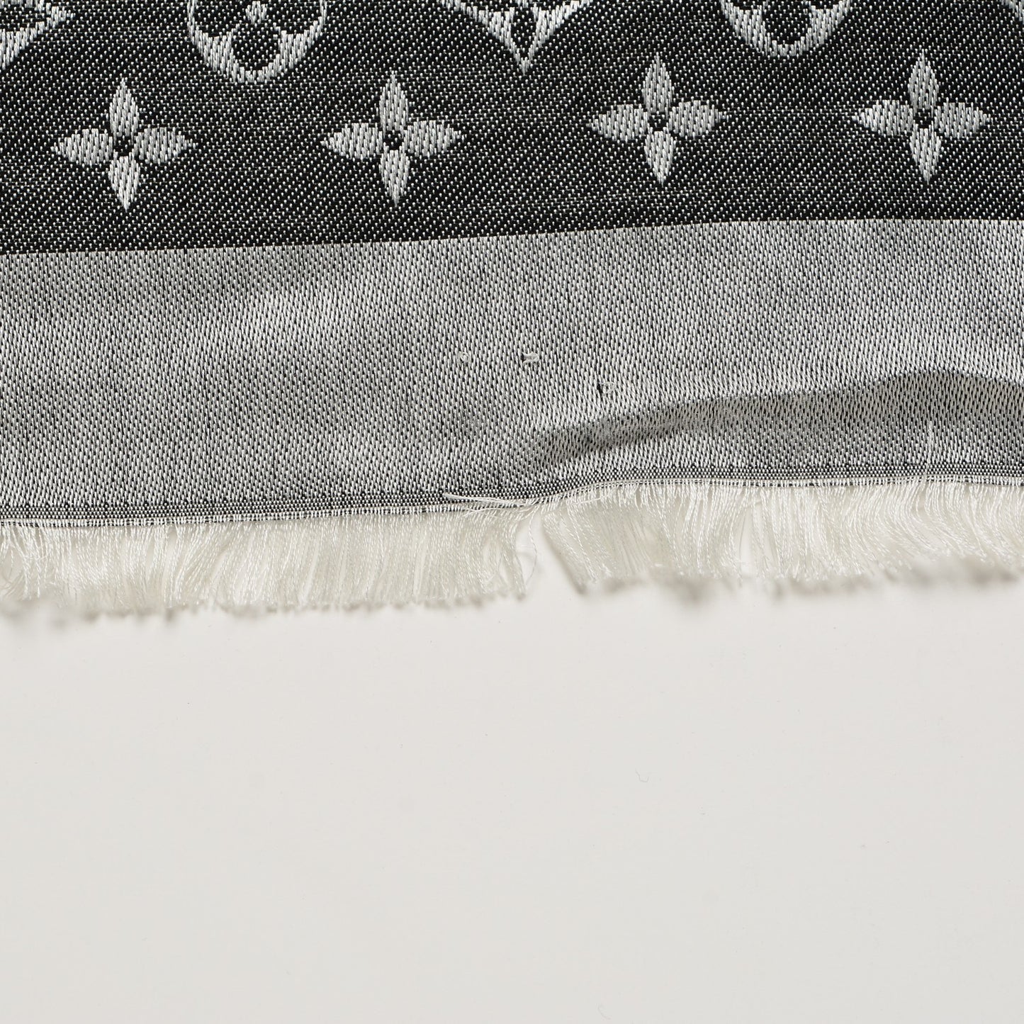 Silk Wool Monogram Denim Shawl Black