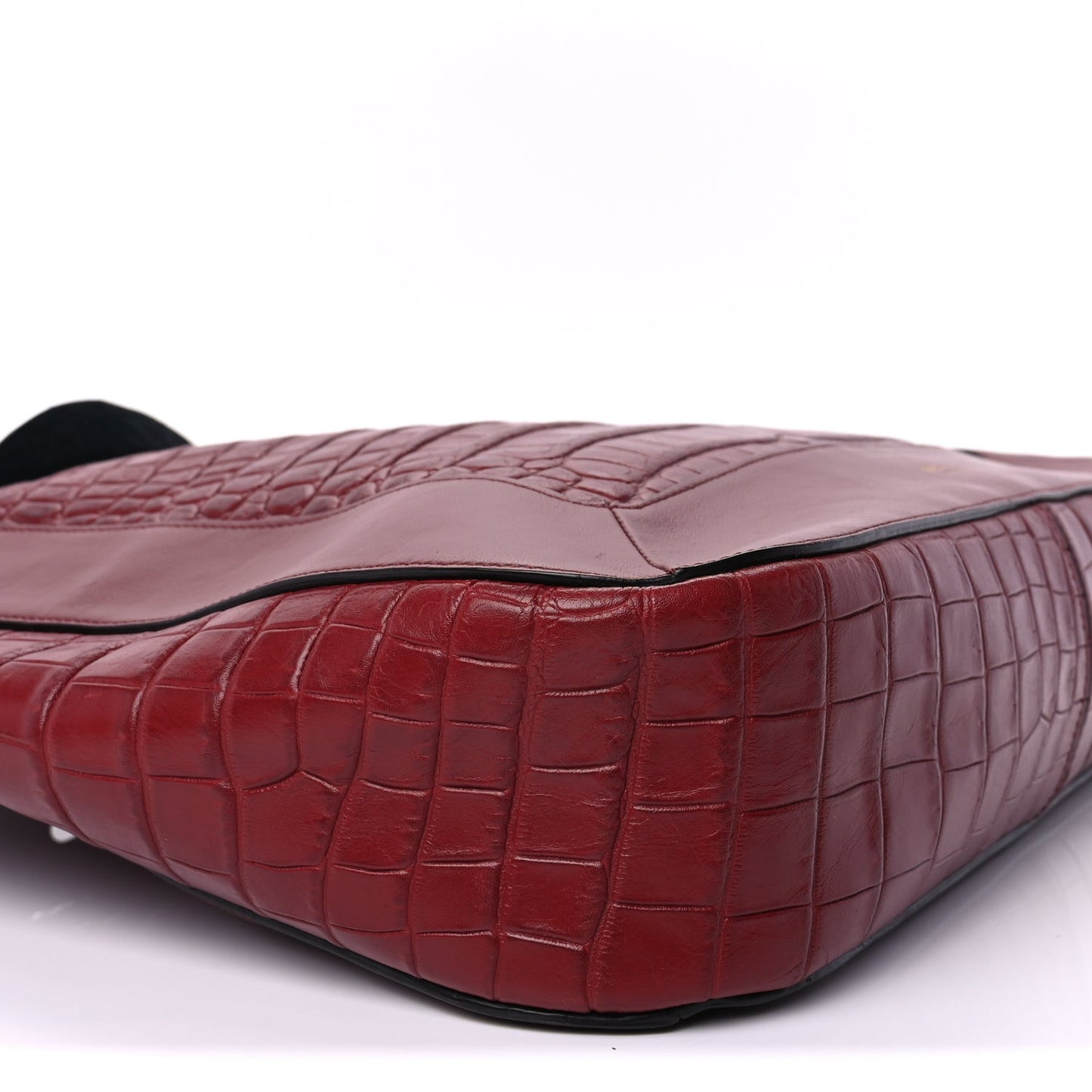 Crocodile Embossed Calfskin Marloes Hobo Burgundy