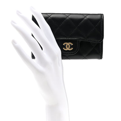 Chanel Lambskin Quilted Flap Card Holder Wallet Black 2 of 8