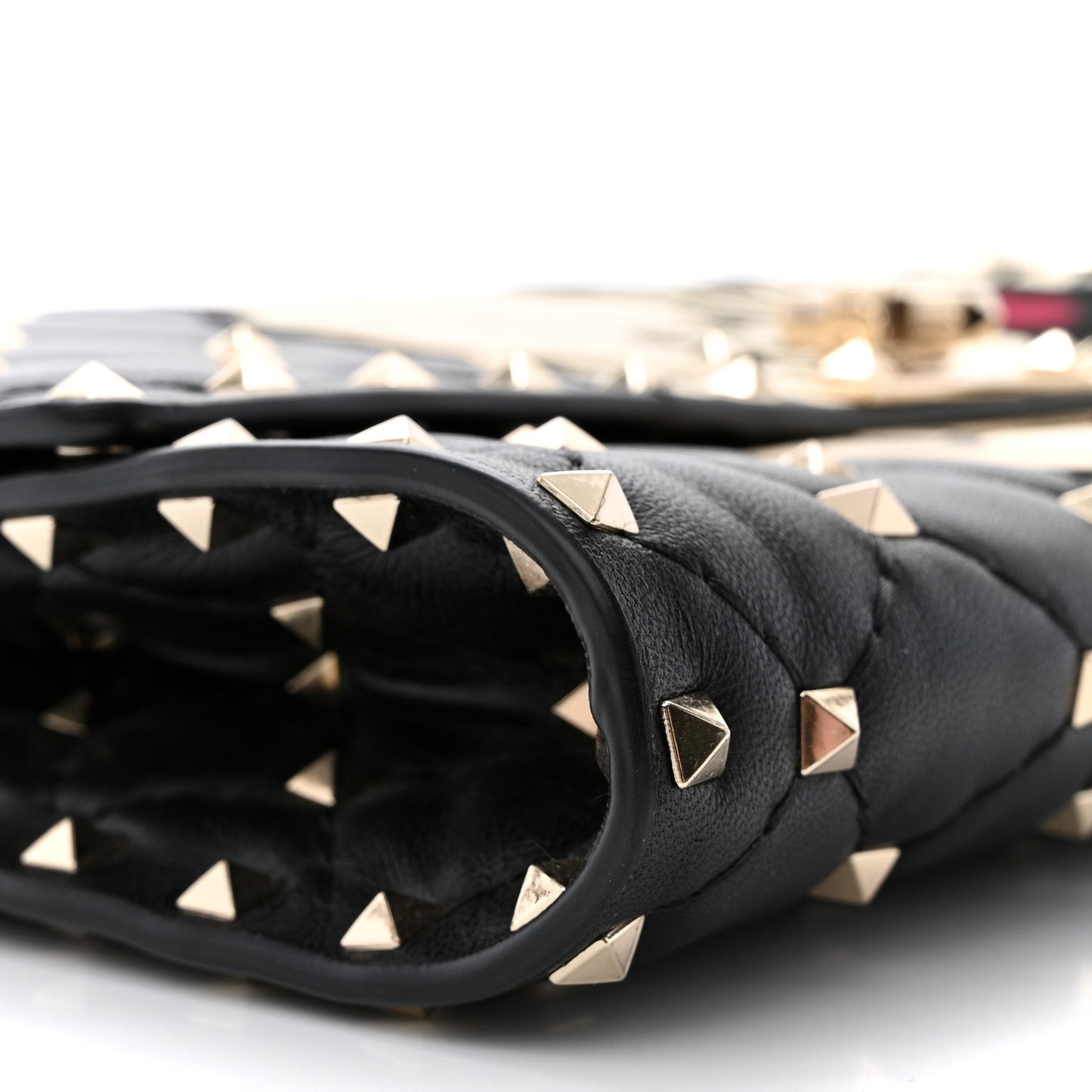 Nappa Rockstud Spike Flower Wallet on Chain Black Ivory