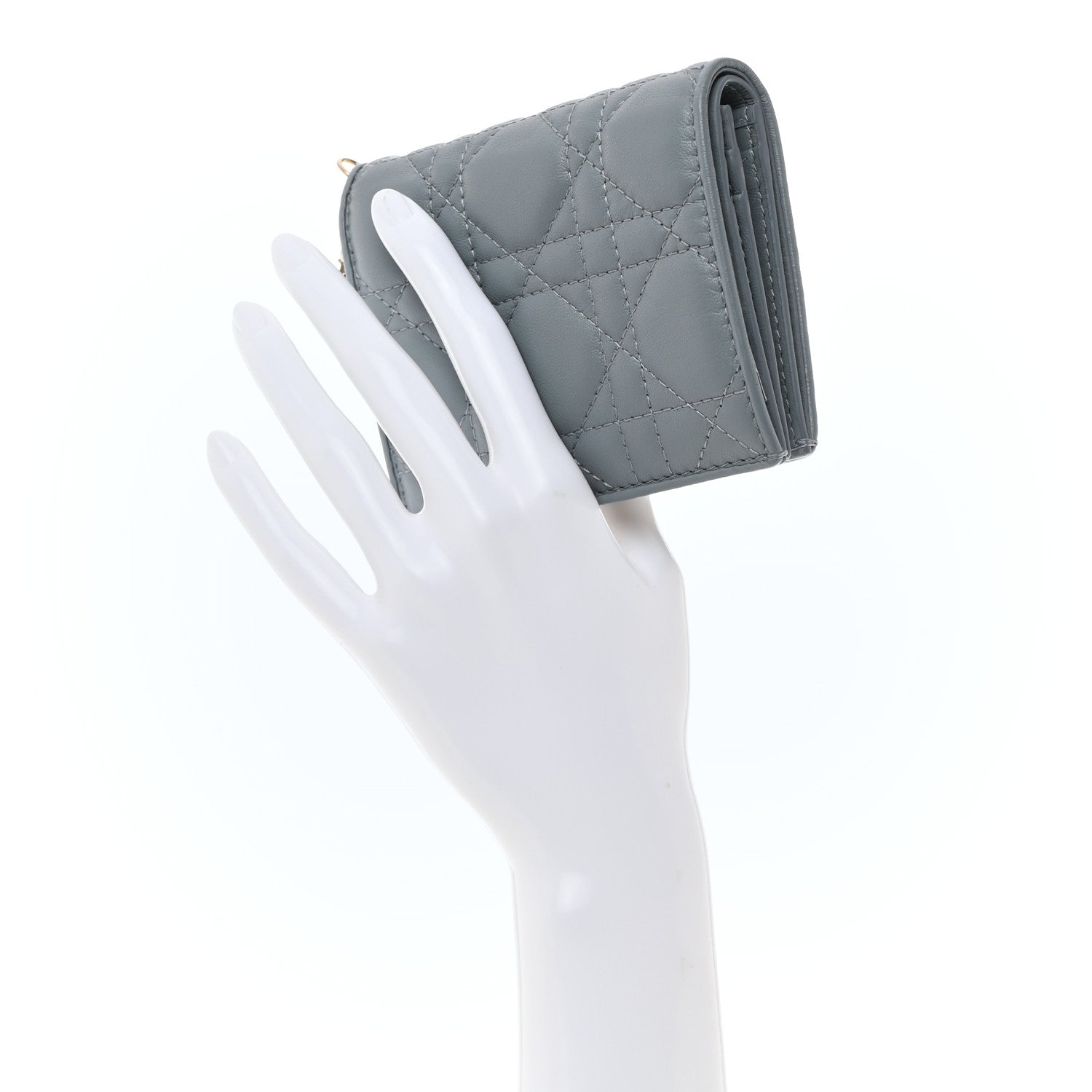 Christian Dior Lambskin Cannage Mini Lady Dior Wallet Cloud Blue 4 of 14