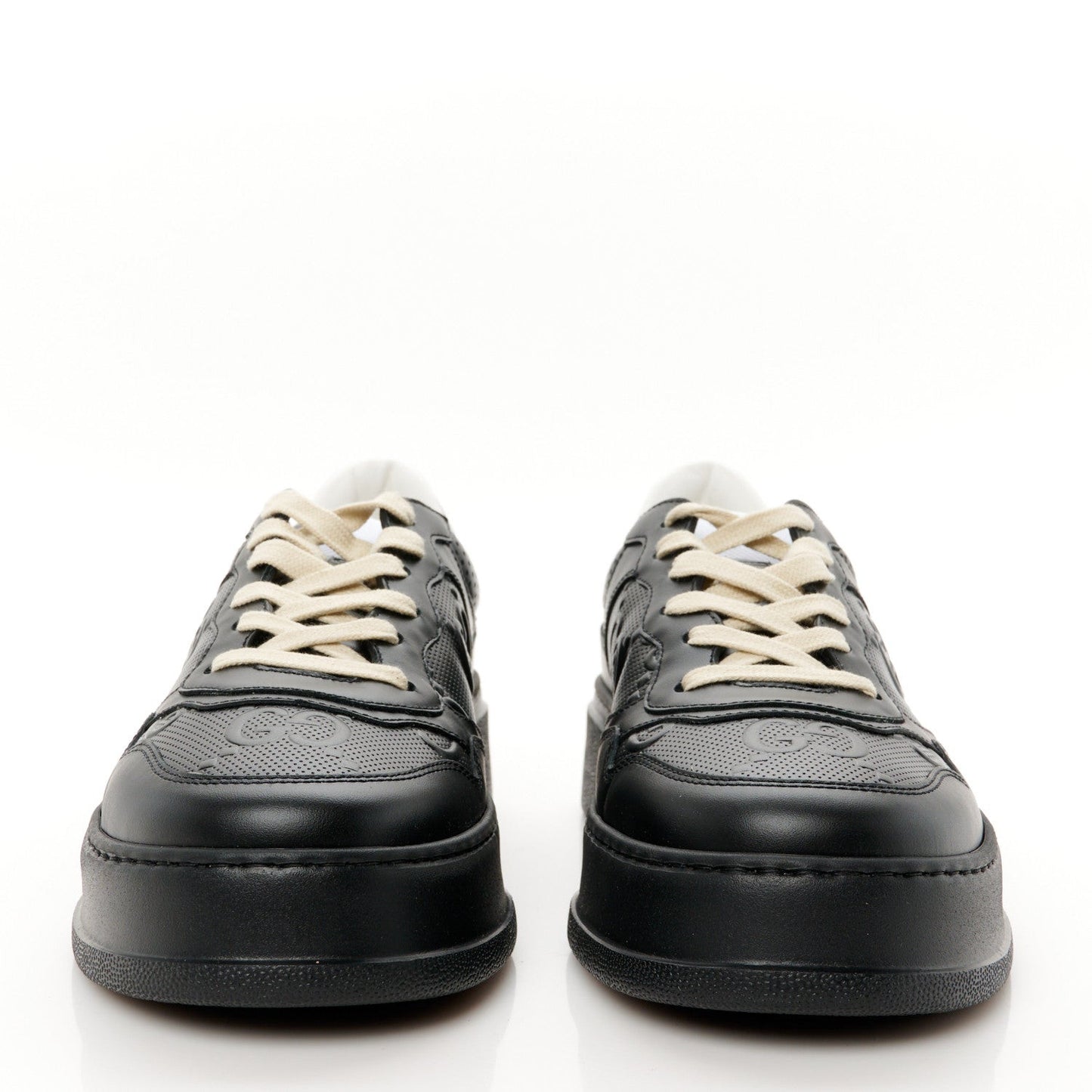 Calfskin GG Tennis Embossed Perforated Mens Interlocking G 55mm Sneakers 8.5 Black