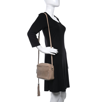 Saint Laurent Lambskin Monogram Small Lou Camera Bag Dark Beige 2 of 14