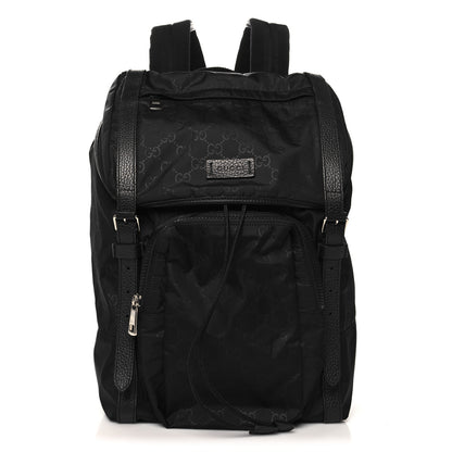 Gucci Nylon Monogram Medium Light Double Buckle Backpack Black 1 of 10