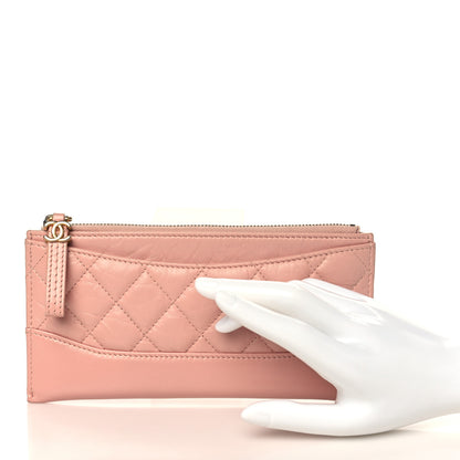 Chanel Aged Calfskin Quilted Gabrielle Zip Pouch Pink 2 of 6