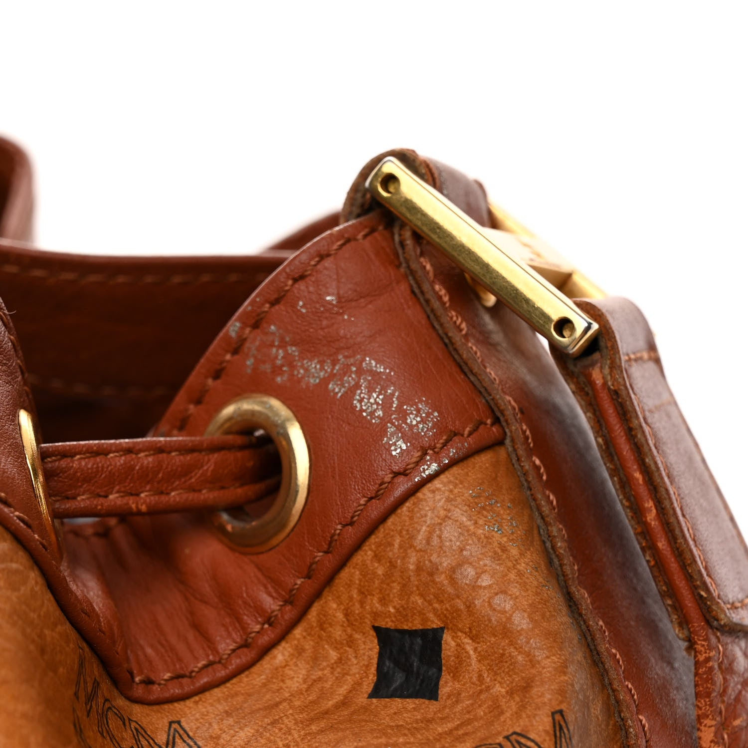 MCM Visetos Drawstring Bucket Bag Brown 14 of 15