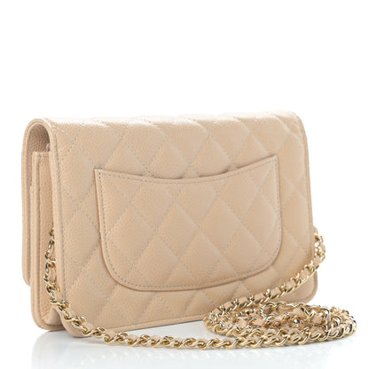 Chanel Caviar Quilted Wallet On Chain WOC Beige 3 of 14