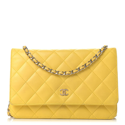 Chanel Lambskin Quilted Wallet on Chain WOC Yellow 1 of 13