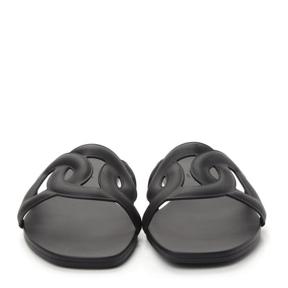Hermes Rubber Aloha Sandals 37 Black 2 of 11