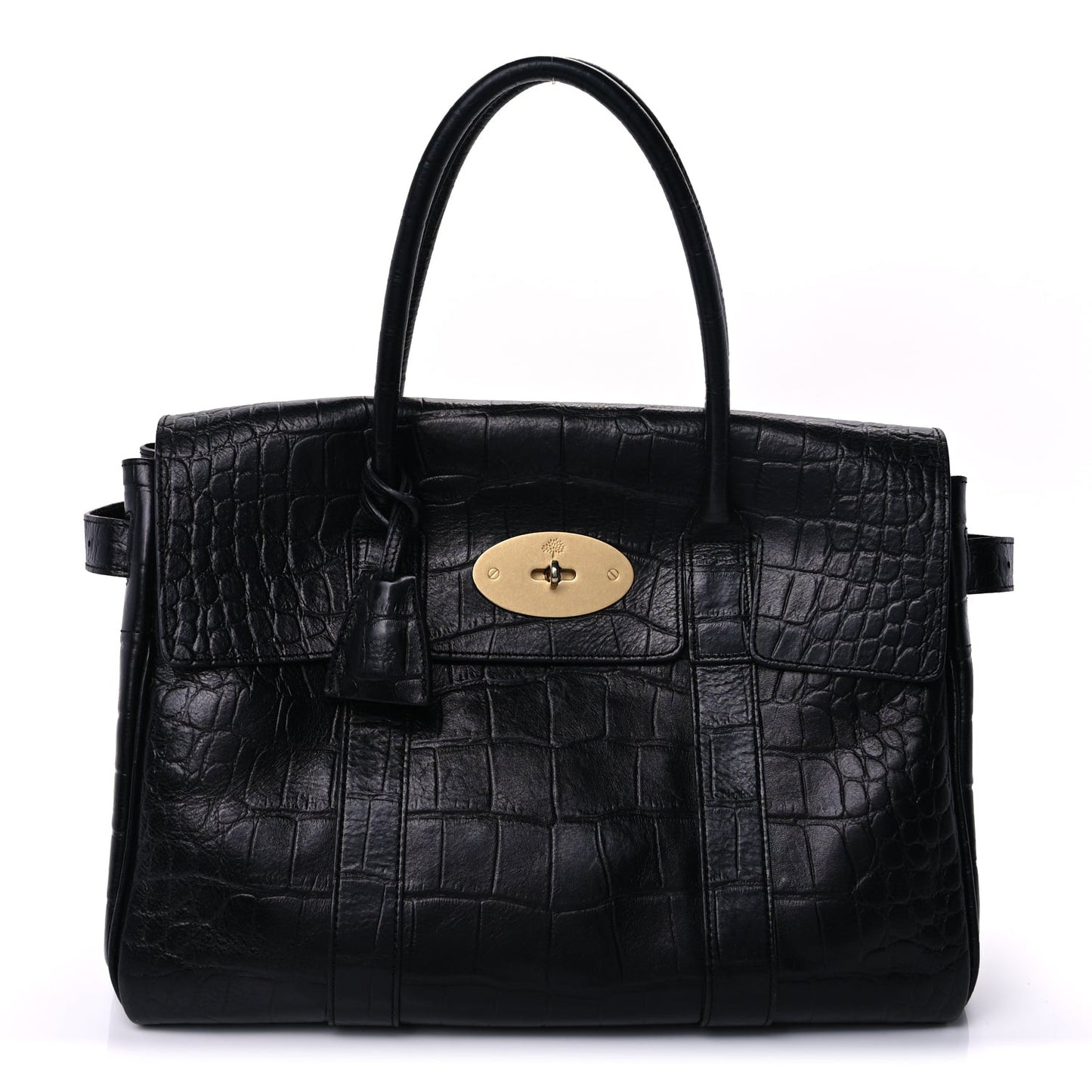 Calfskin Crocodile Embossed Bayswater  Black