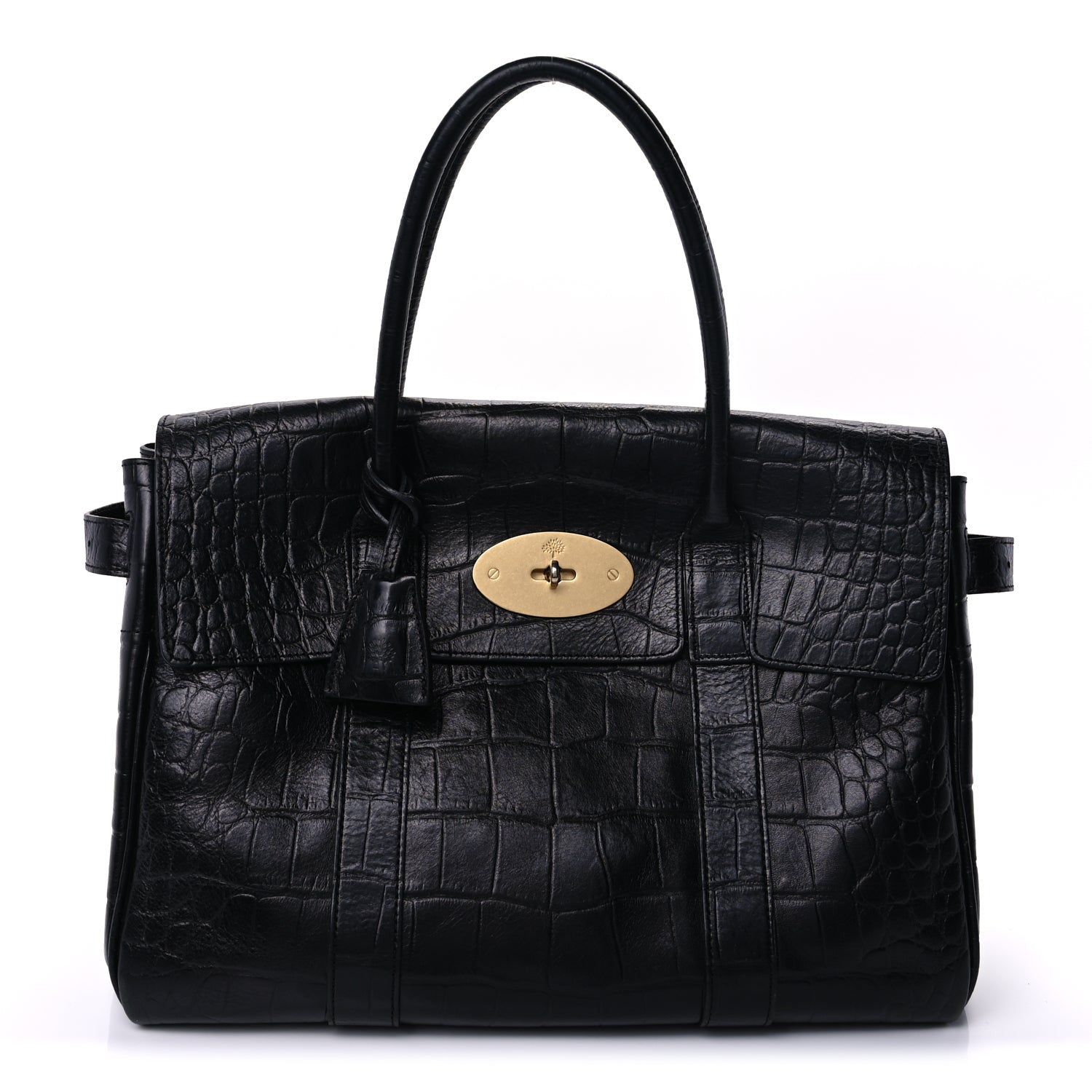 Mulberry Calfskin Crocodile Embossed Bayswater  Black 1 of 7