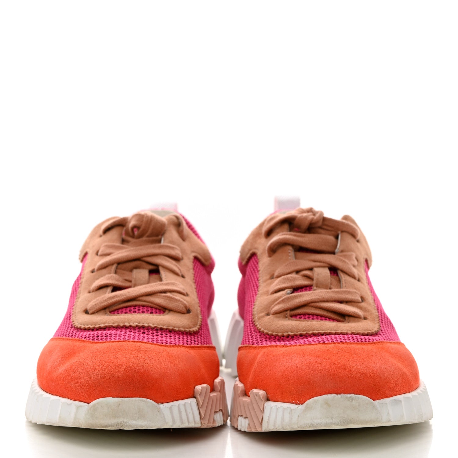 Hermes Air Mesh Suede Goatskin Bouncing Sneakers 38 Rose Multicolor 2 of 7