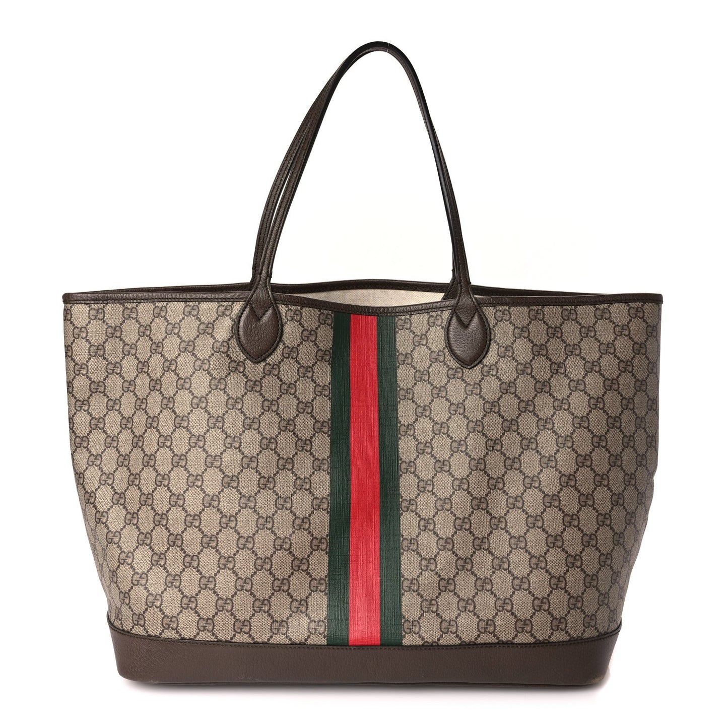 GG Supreme Monogram Textured Dollar Calfskin Web Large Ophidia Tote Beige Ebony New Acero