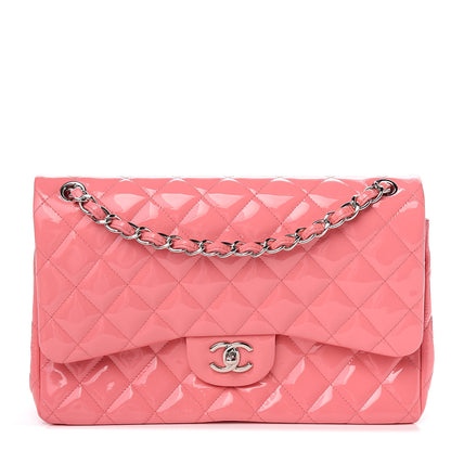 Chanel Patent Quilted Jumbo Double Flap Pink 1 of 9