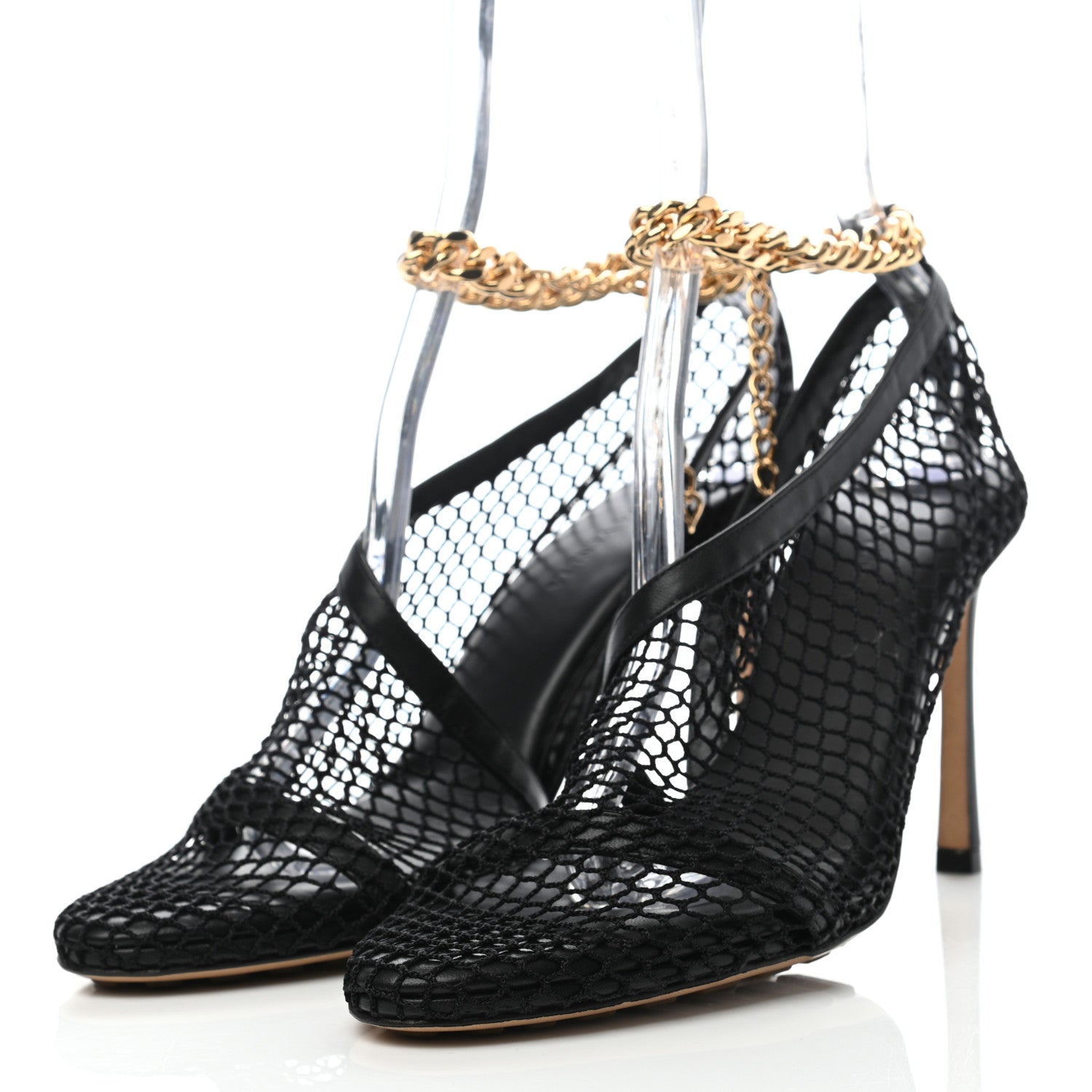 Bottega Veneta Mesh Nappa Chunky Chain Sandals 37.5 Black 3 of 7