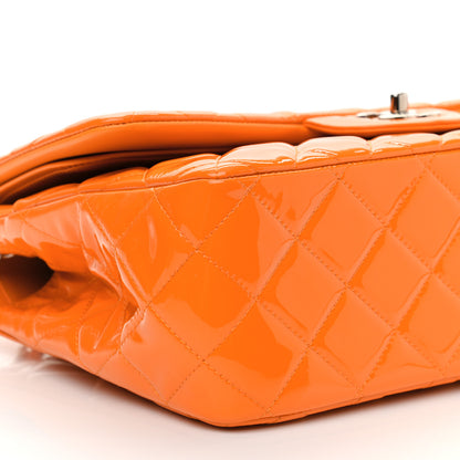 Chanel Patent Quilted Jumbo Double Flap Orange 8 of 9