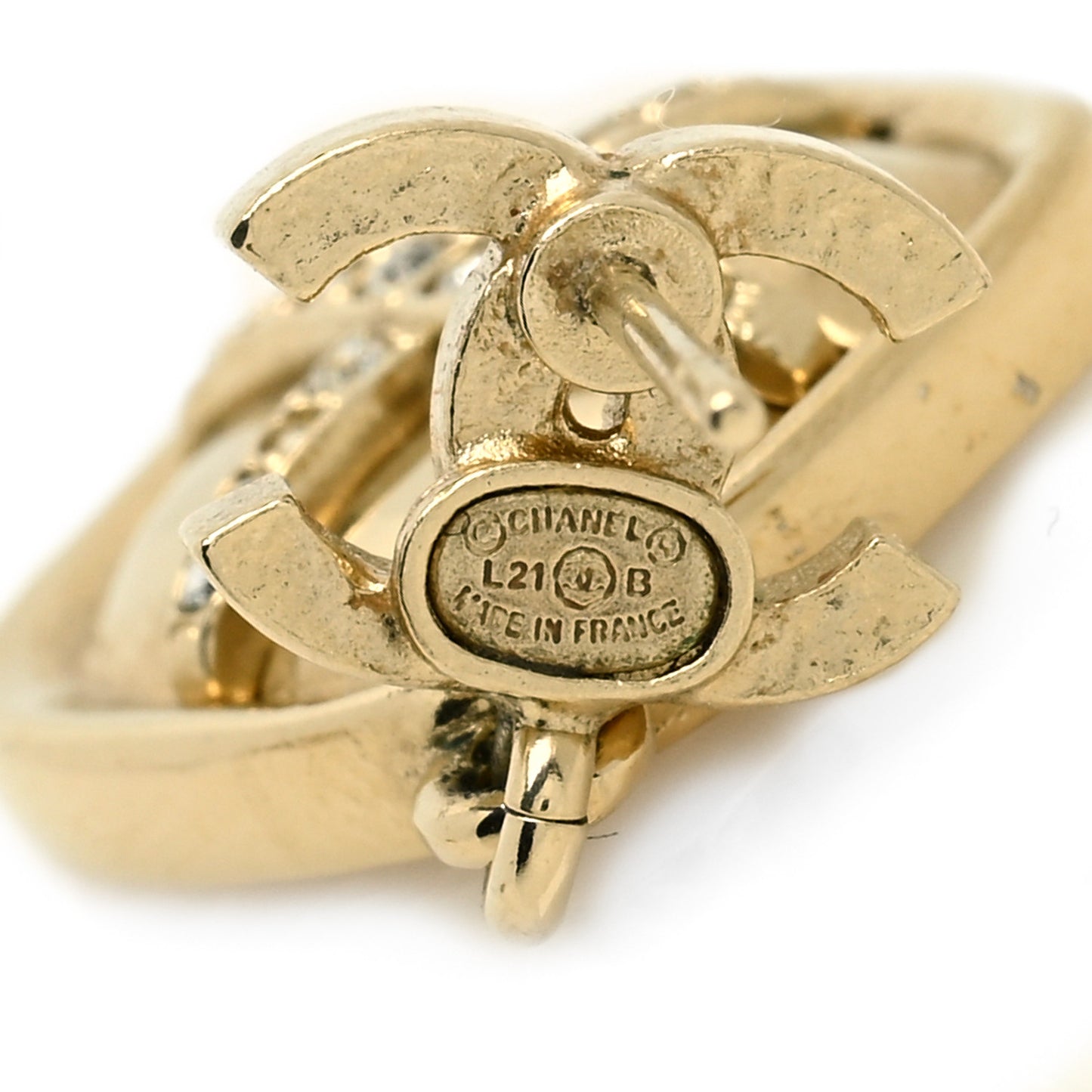 Crystal CC Drop Earrings Gold