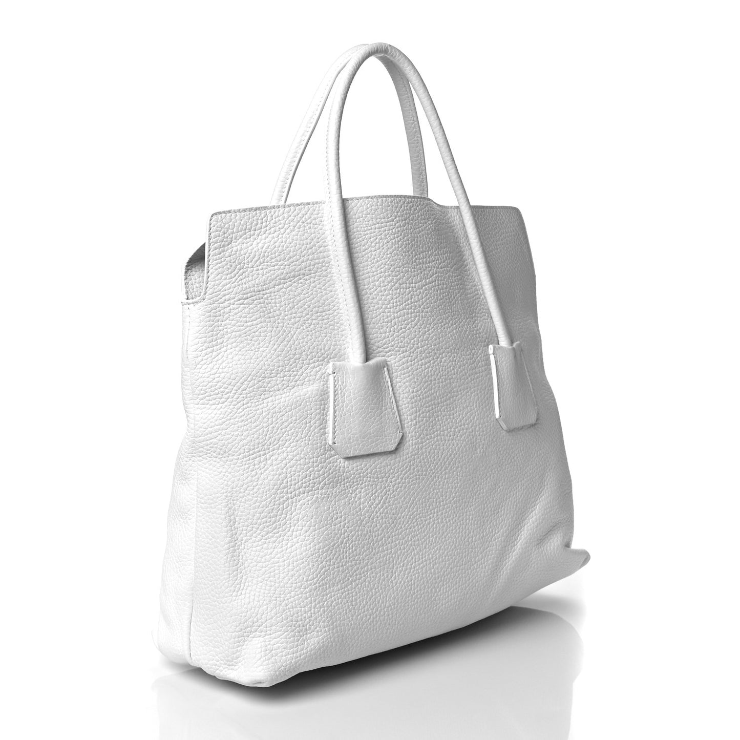 London Grainy Calfskin Medium Baynard Tote White