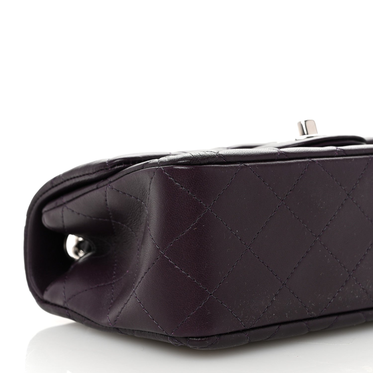 Chanel Lambskin Quilted Mini Rectangular Flap Dark Purple 9 of 11