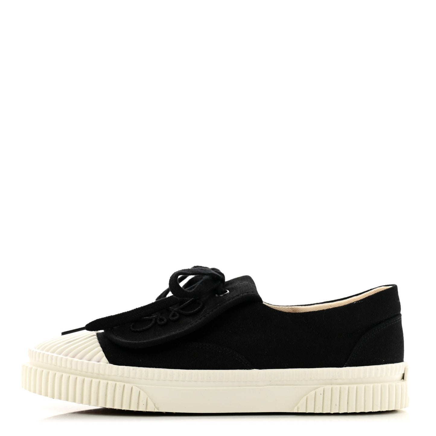 Jacquard Anagram Calfskin Flap Sneakers 35 Black