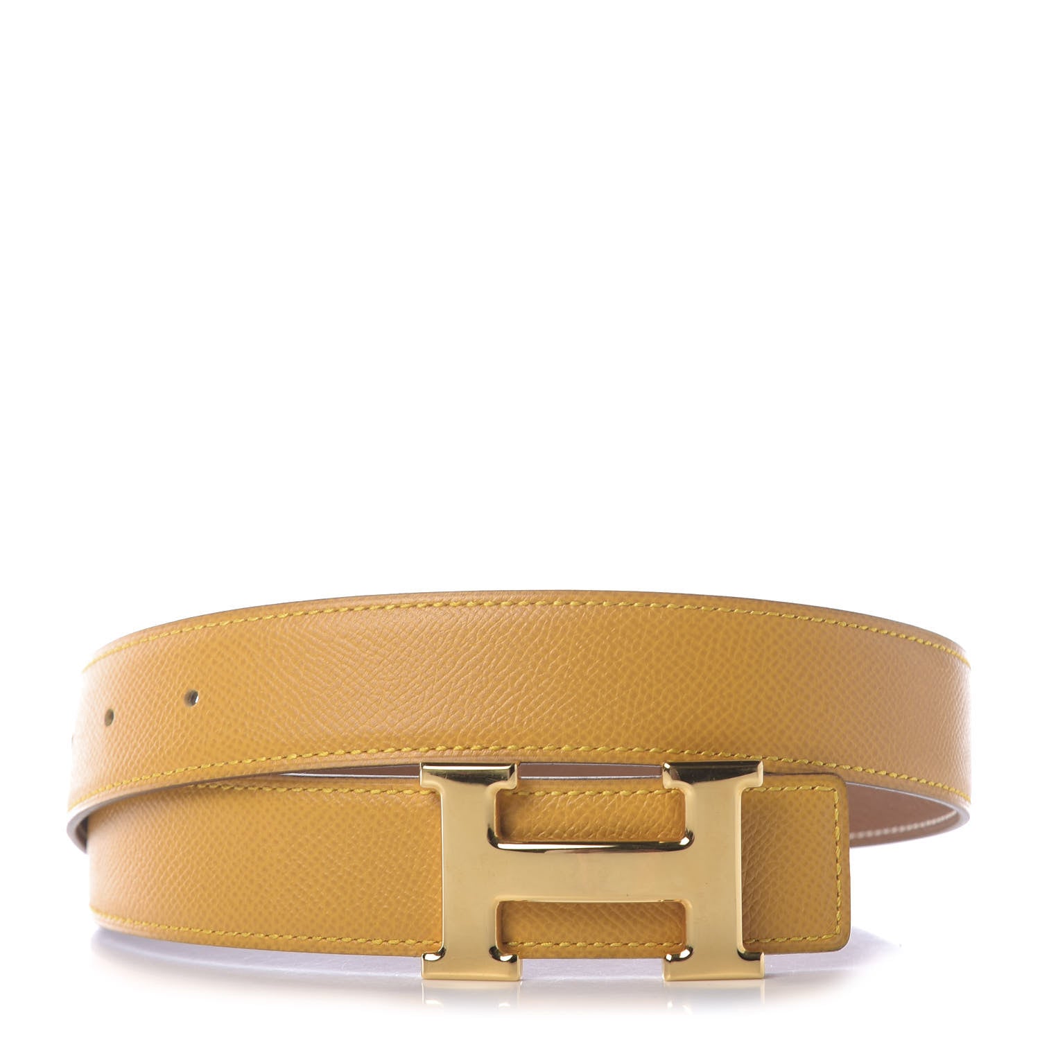 Hermes Courchevel 32mm H Belt 65 Jaune Gold 1 of 8