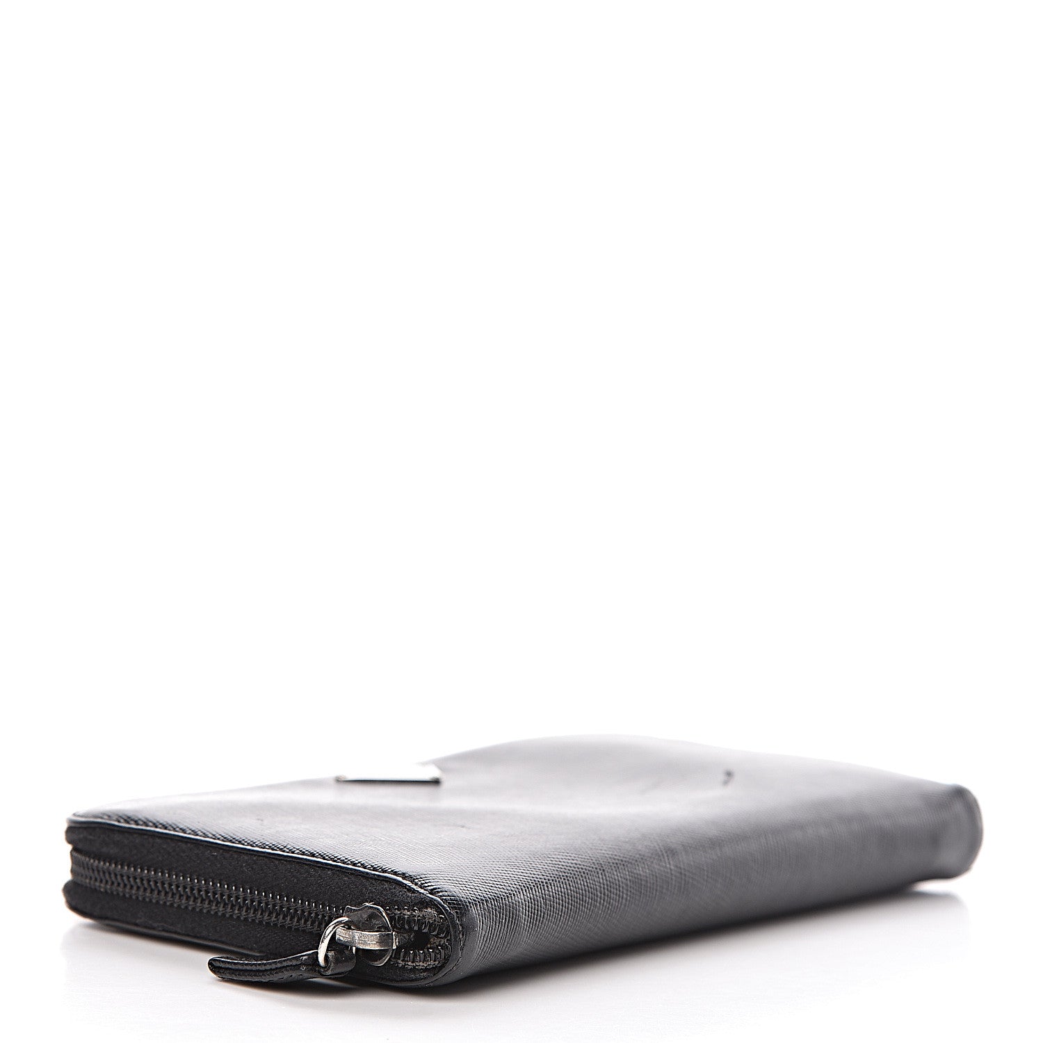 Prada Saffiano Metal Zip Around Wallet Black 4 of 15