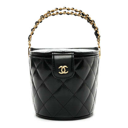 Chanel Lambskin Quilted Chain Top Handle Vanity With Chain  Black 1 of 8