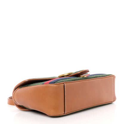 Gucci Loden Fabric Cuoio Harness Web Matelasse Horizontal Small GG Marmont Shoulder Bag Underwood Blue Red Harness Brown 4 of 11