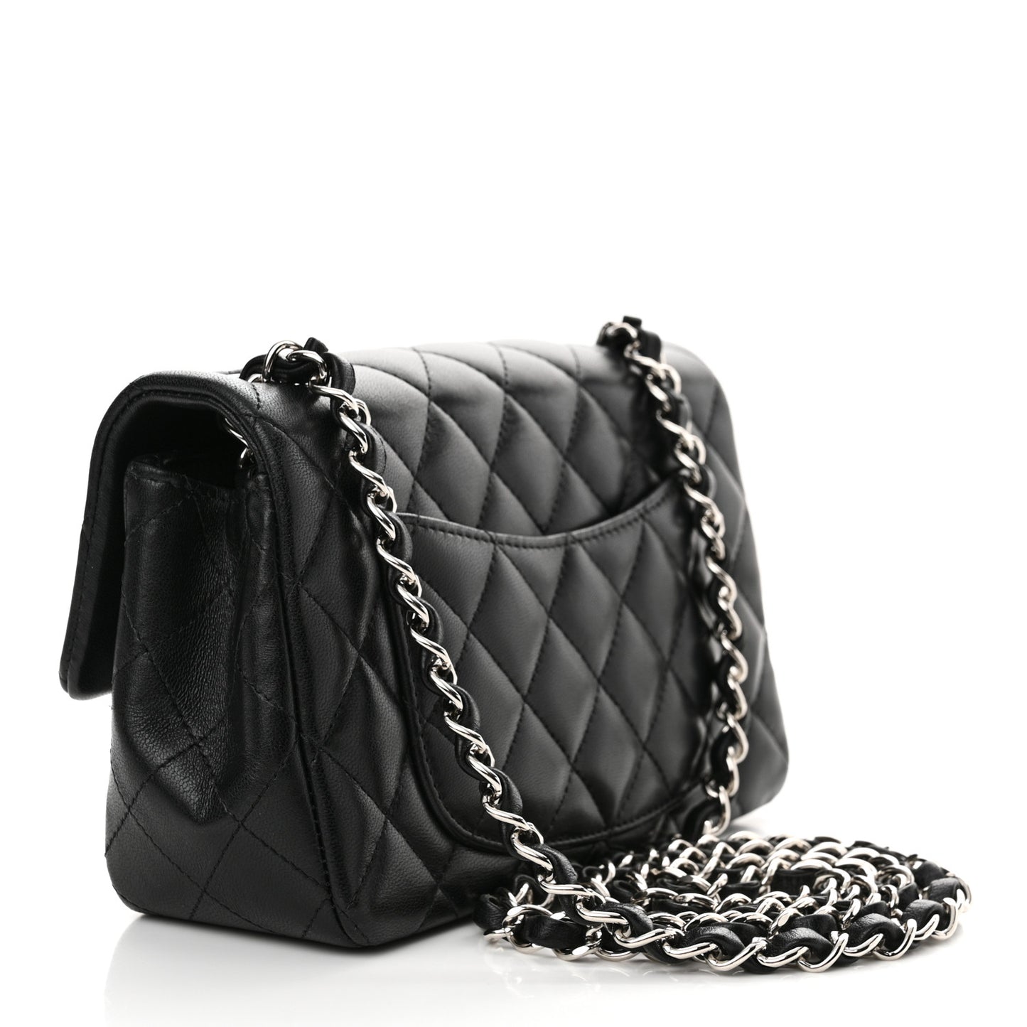 Lambskin Quilted Mini Rectangular Flap Black
