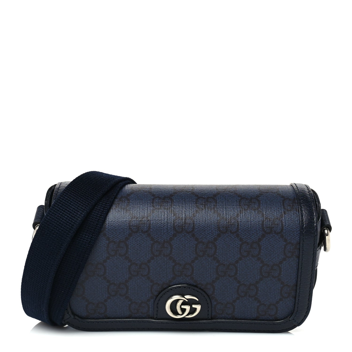 Gucci GG Supreme Monogram Web Mini Ophidia Flap Shoulder Bag  Navy 2 of 9