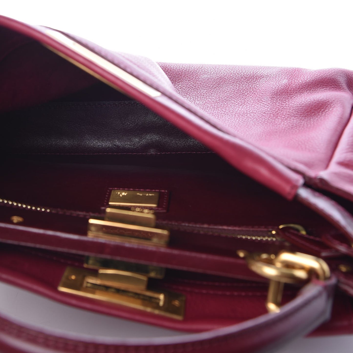 Vitello Saddle Medium Peekaboo Iconic Satchel Melograno Ciliegia