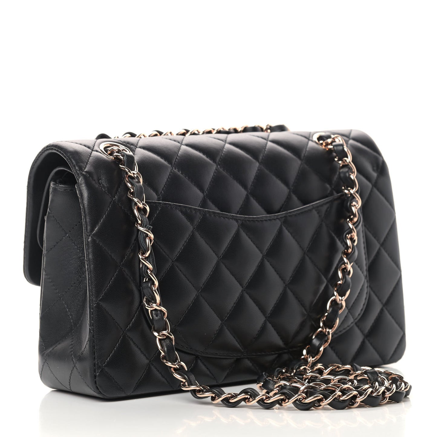 Lambskin Quilted Small Double Flap Black