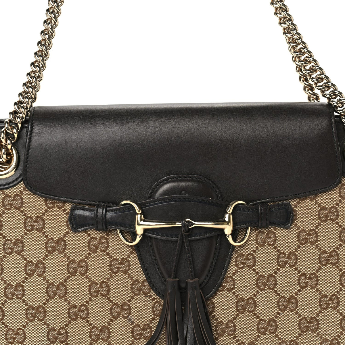 Gucci Monogram Margaux Calfskin Large Emily Chain Shoulder Bag Beige Ebony Cocoa 6 of 8