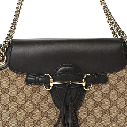 Gucci Monogram Margaux Calfskin Large Emily Chain Shoulder Bag Beige Ebony Cocoa 6 of 8