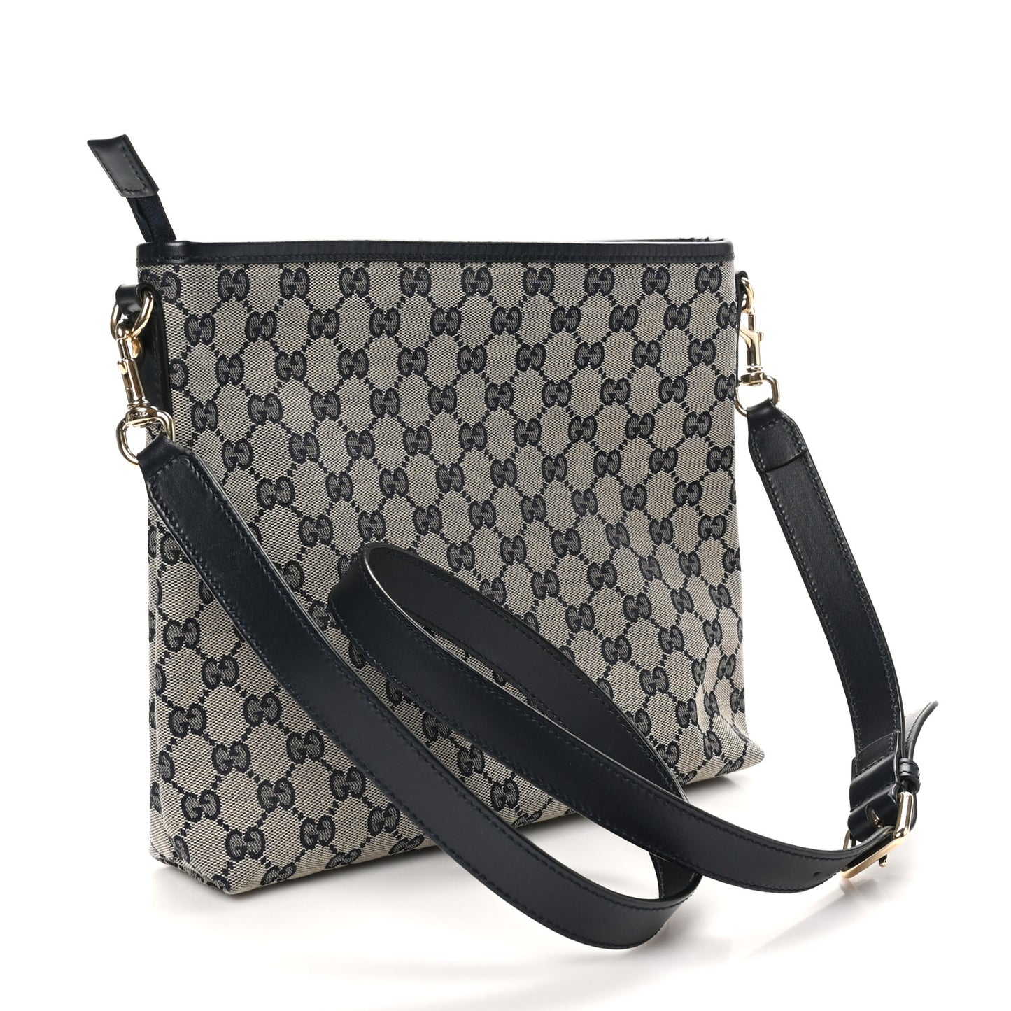 GG Supreme Monogram Web Flat Messenger Bag Navy