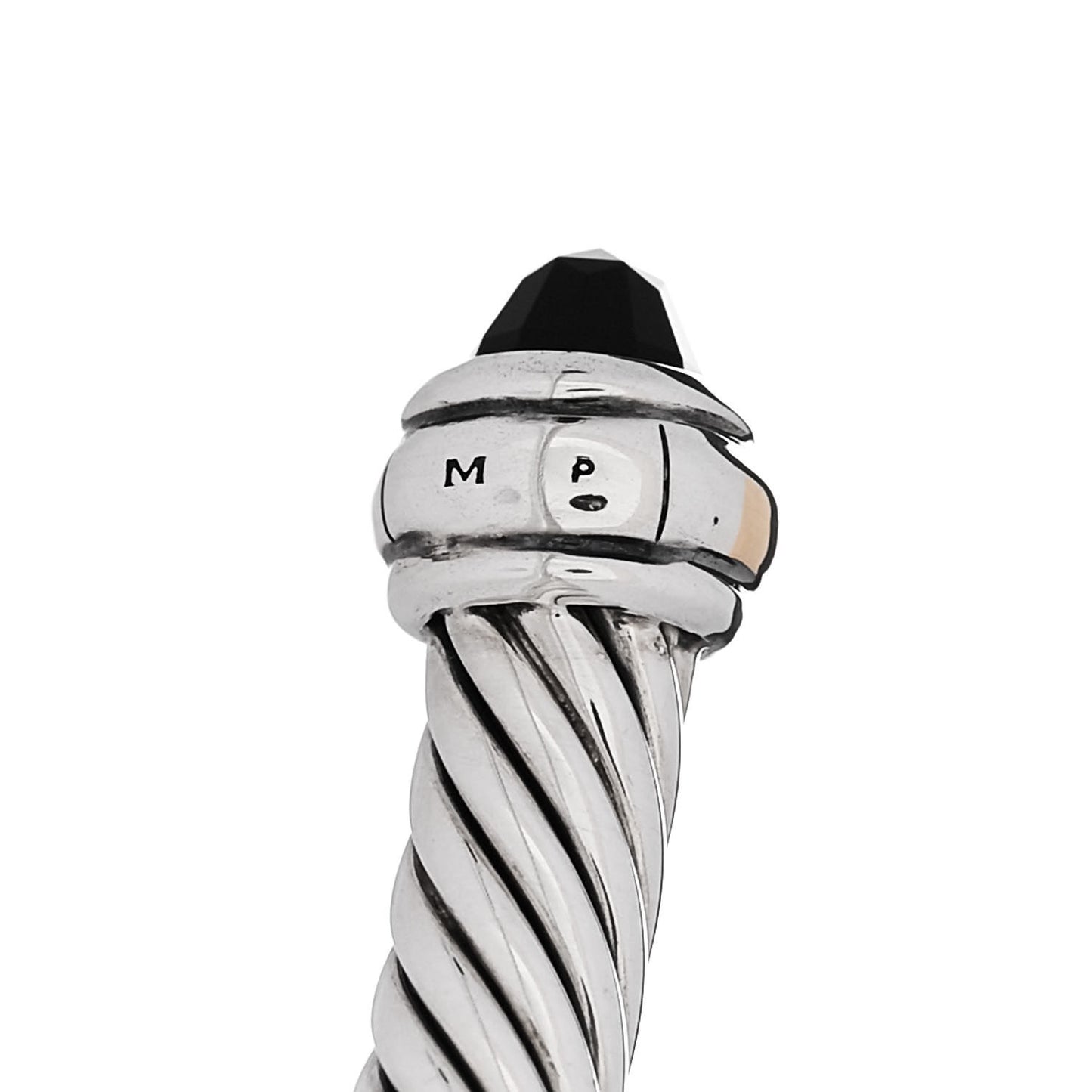 Sterling Silver 18K Yellow Gold Black Onyx 4mm Cable Classics Bracelet