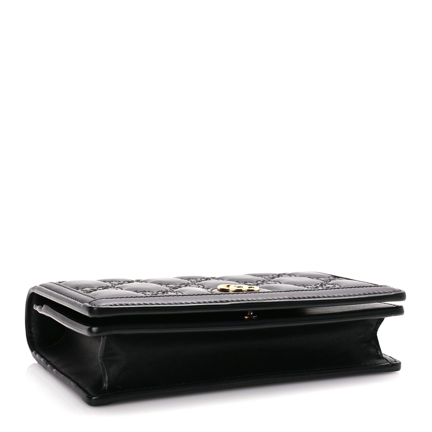 Calfskin GG Matelasse Chain Wallet Black