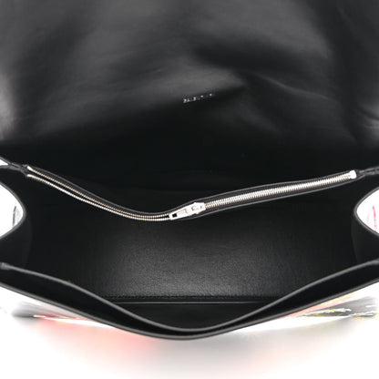 Balenciaga Shiny Paper Calfskin Floral Print Large Crush Sling Bag Black Red 5 of 11