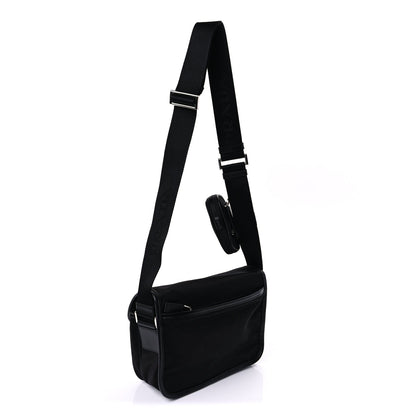 Prada Re-Nylon Saffiano Pocket Double Snap Buckle Shoulder Bag Black 2 of 6