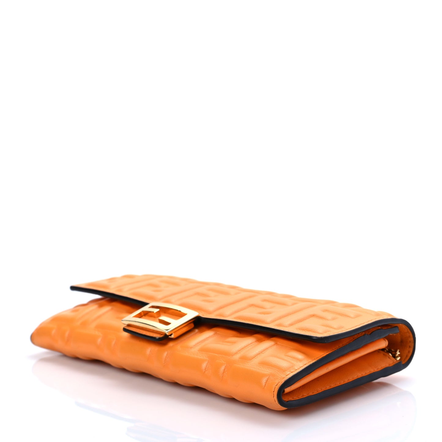 Nappa Matisse FF Embossed Continental Wallet on Chain Clementine