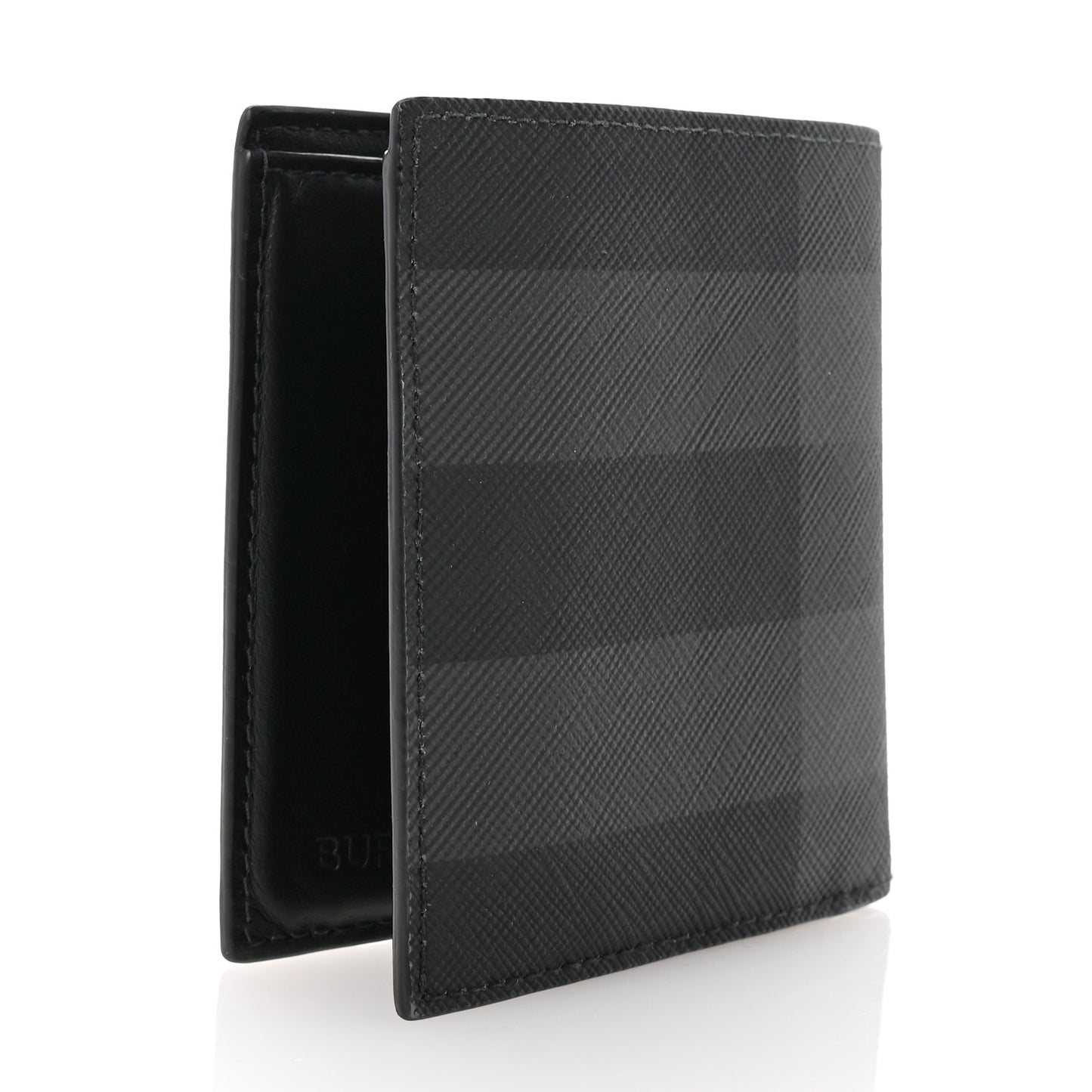 Charcoal Check Calfskin Bi-Fold Wallet