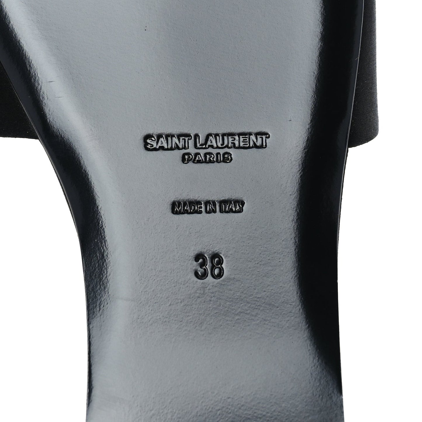 Satin Carlyle Slide Sandals 38  Black