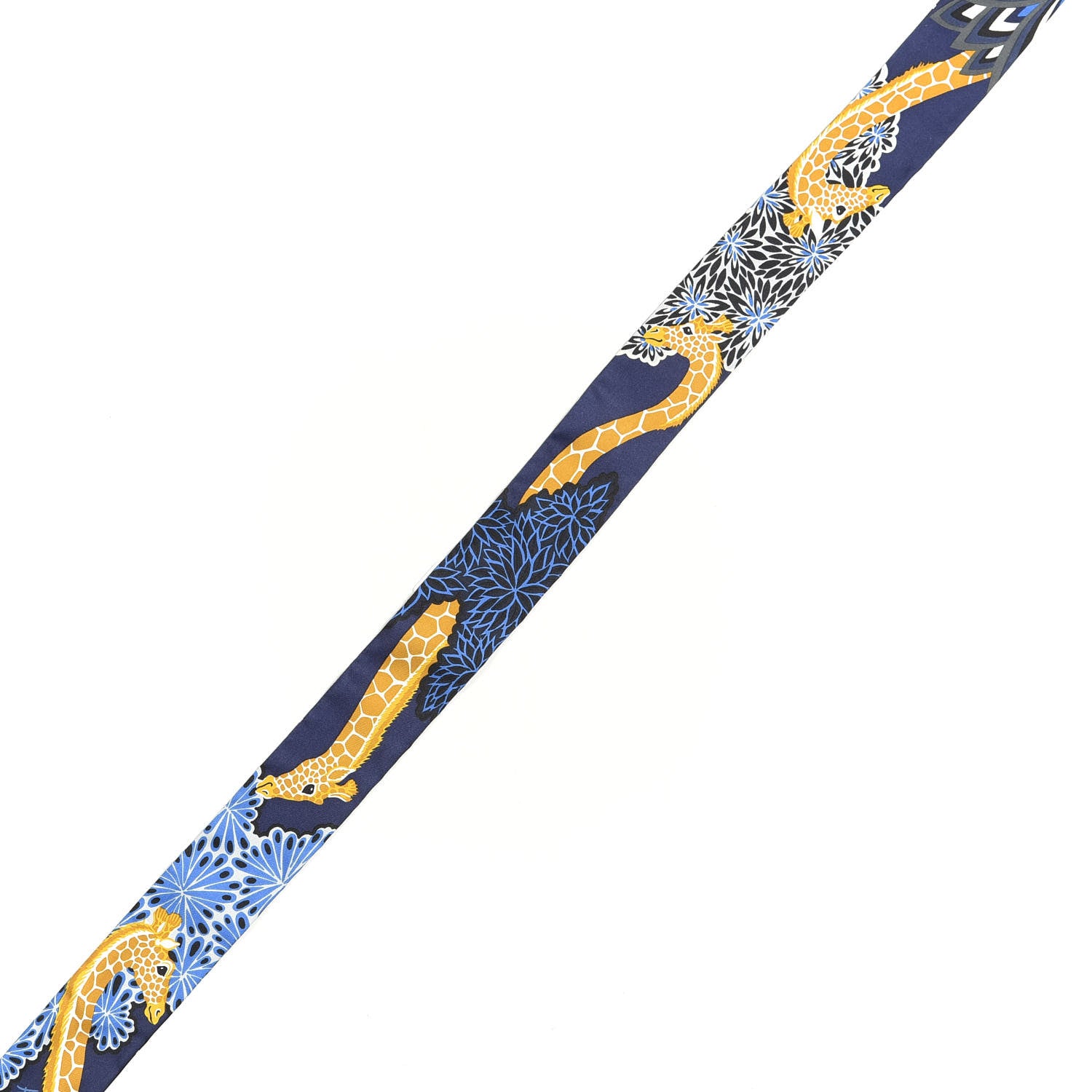 Hermes Silk The Three Graces Twilly Bleu Nuit Gold Black 5 of 5